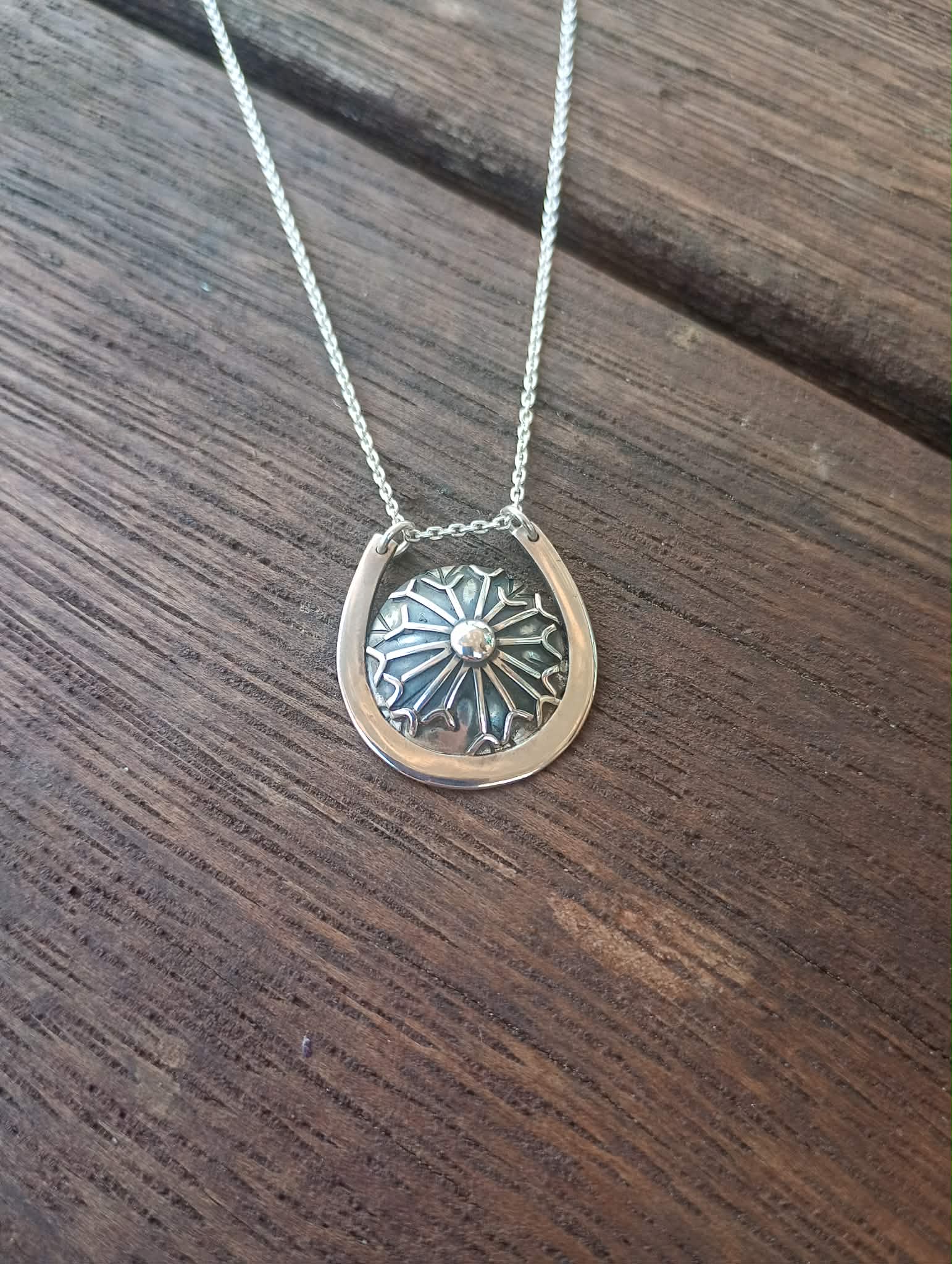 Dandelion Horseshoe Pendant